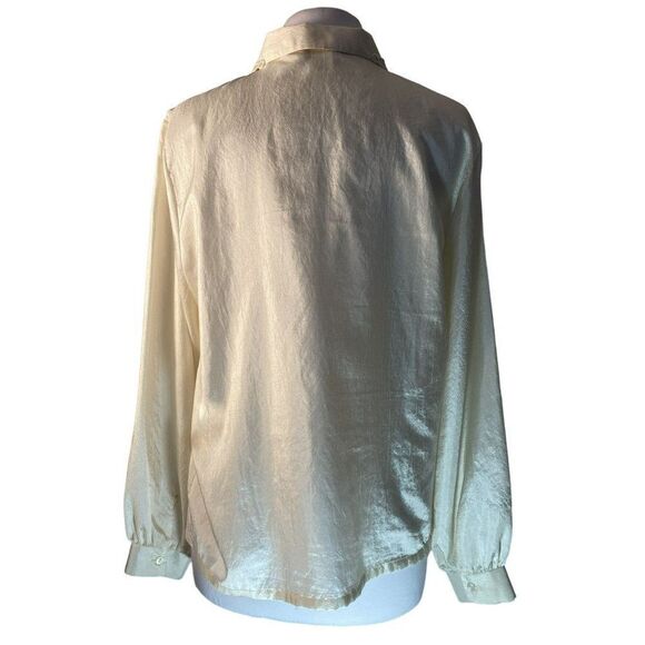 Judy Bond Vintage Lace Collared Blouse Sz 14 Ivory Hidden Button Front USA - Picture 4 of 6